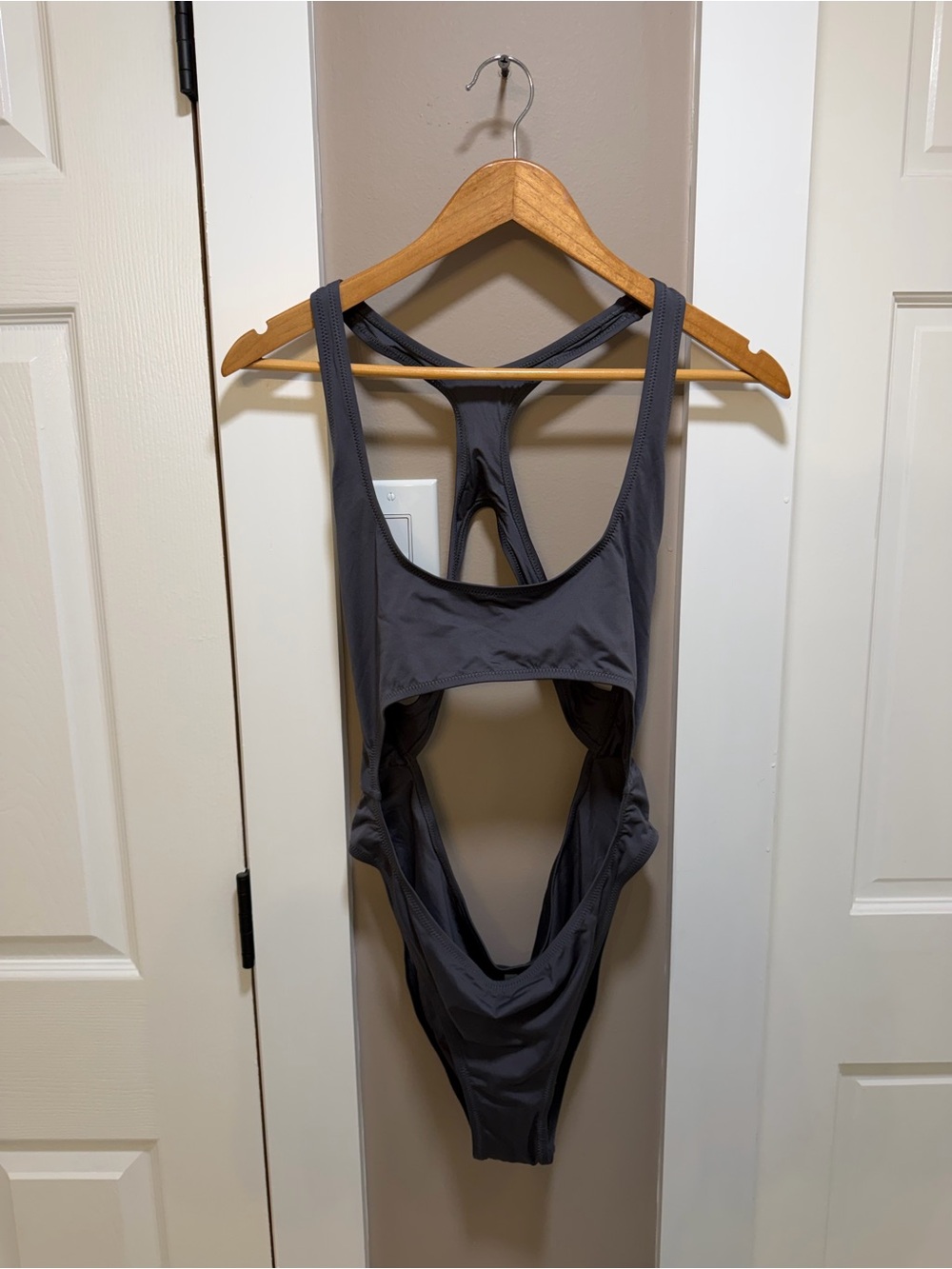 SKIMS Signature Swim Cut Out Monokini Swimsuit in Gunmetal